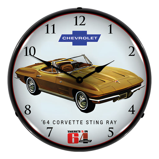 Collectable Sign and Clock 1964 Corvette Sting Ray Backlit Wall Clock