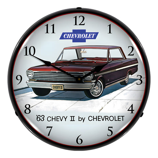 Collectable Sign and Clock 1963 Chevy II Nova Super Sport Backlit Wall Clock