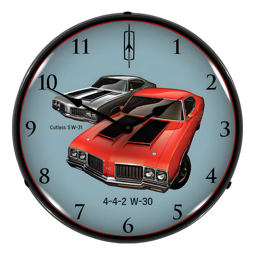 Collectable Sign and Clock 1970 442 W-30 and W-31 Backlit Wall Clock