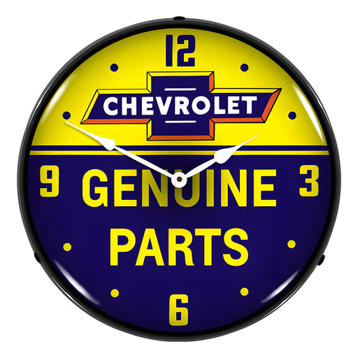 Collectable Sign and Clock Chevrolet Bowtie Genuine Parts Backlit Wall Clock