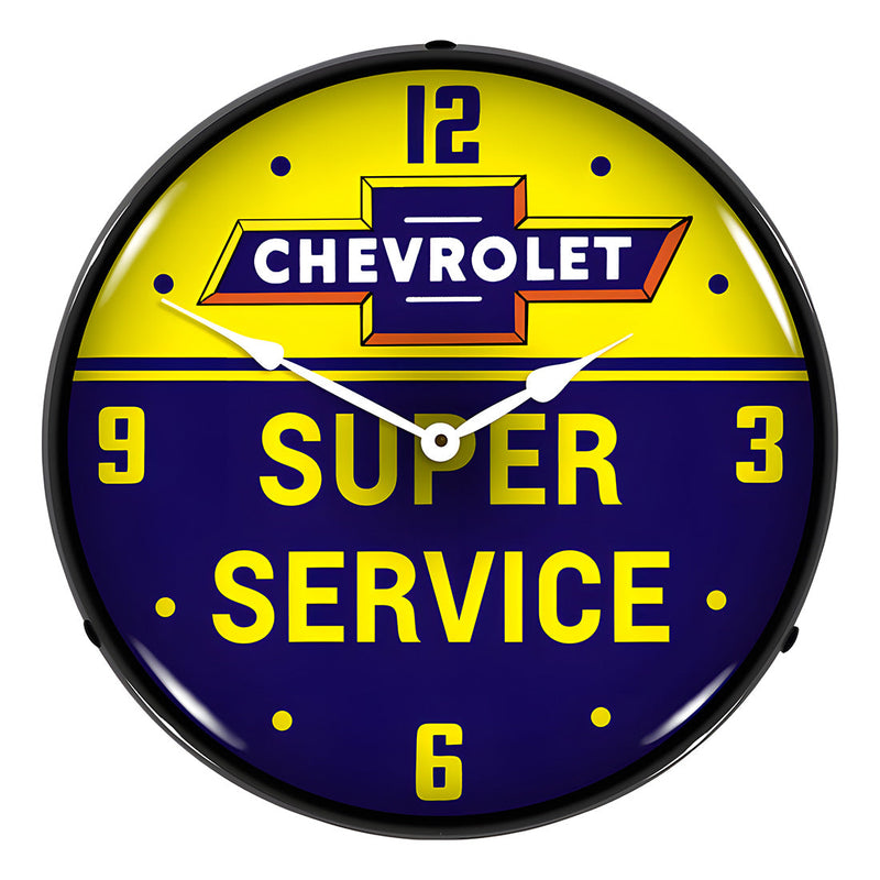 Collectable Sign and Clock Chevrolet Bowtie Super Service Backlit Wall Clock