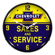 Collectable Sign and Clock Chevrolet Bowtie Sales and Service Backlit Wall Clock