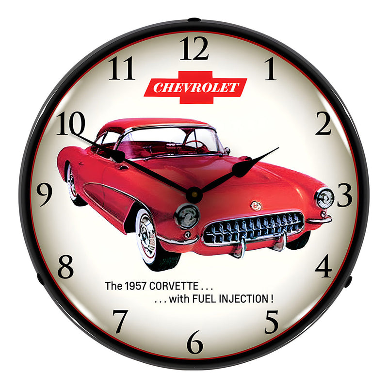 Collectable Sign and Clock 1957 Corvette Fuel Injection Backlit Wall Clock