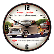Collectable Sign and Clock 1957 Chevrolet Cameo Truck Backlit Wall Clock