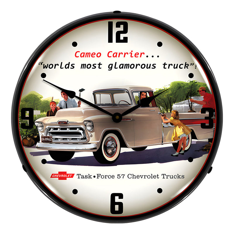 Collectable Sign and Clock 1957 Chevrolet Cameo Truck Backlit Wall Clock