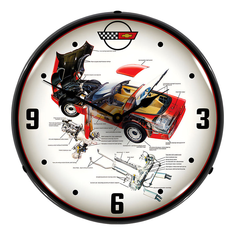Collectable Sign and Clock C4 Corvette Tech Backlit Wall Clock