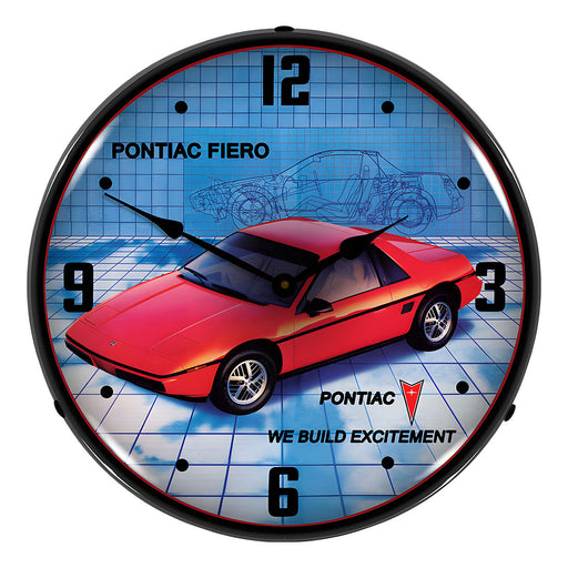 Collectable Sign and Clock 1984 Pontiac Fiero Backlit Wall Clock