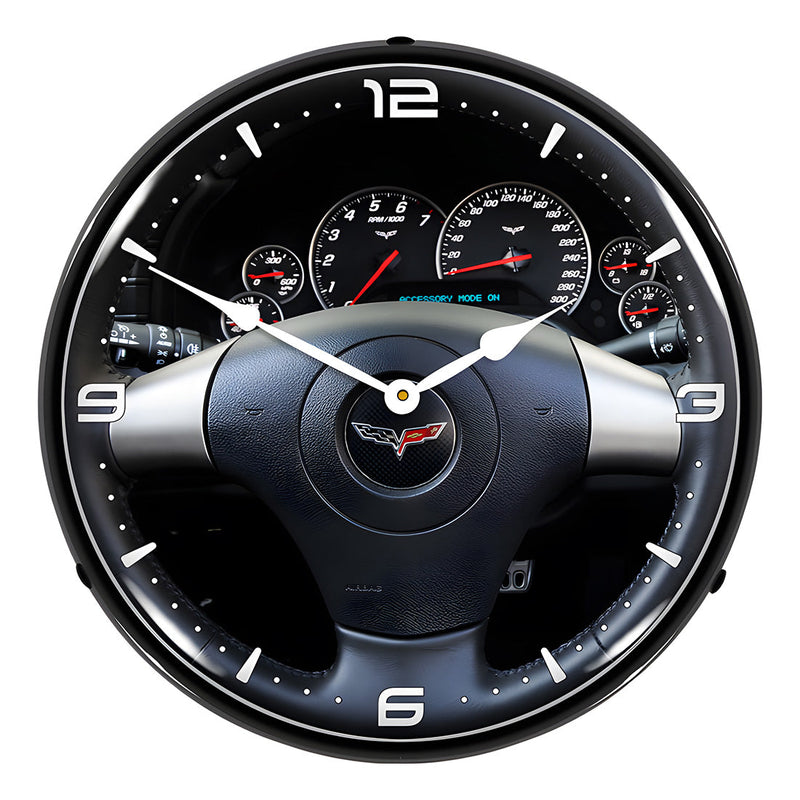 Collectable Sign and Clock C6 Corvette Dash Backlit Wall Clock
