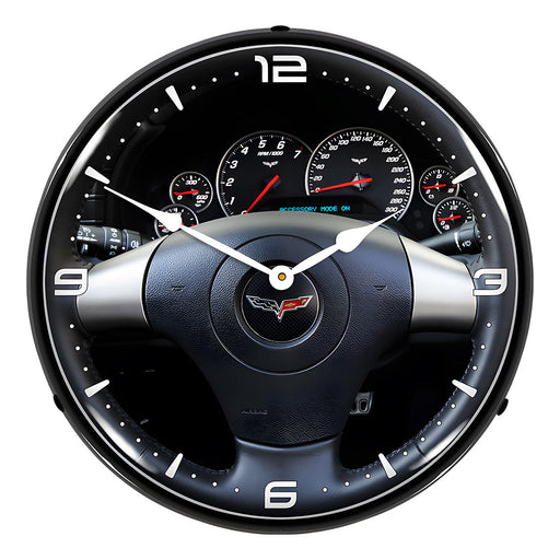 Collectable Sign and Clock C6 Corvette Dash Backlit Wall Clock