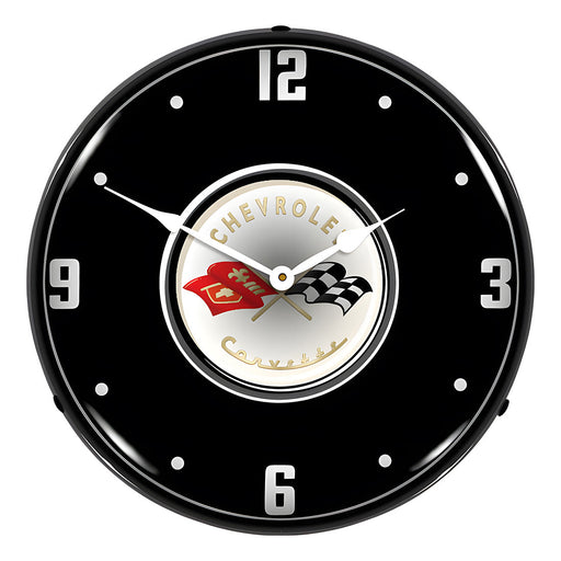 Collectable Sign and Clock C1 Corvette Black Tie Backlit Wall Clock