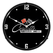 Collectable Sign and Clock C2 Corvette Black Tie Backlit Wall Clock