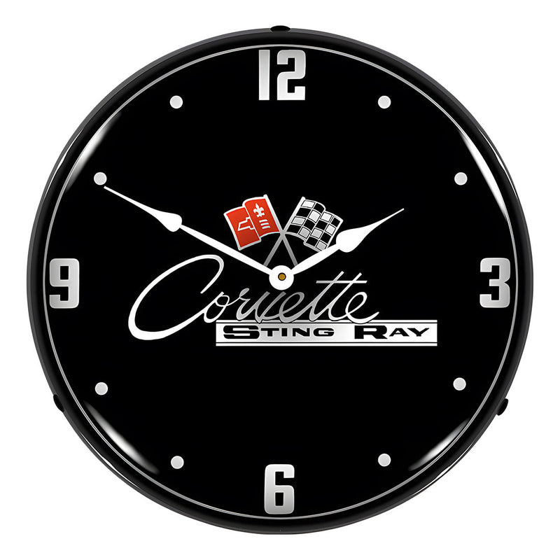 Collectable Sign and Clock C2 Corvette Black Tie Backlit Wall Clock