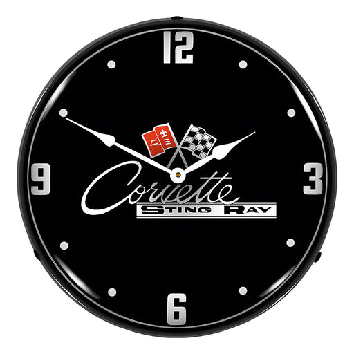 Collectable Sign and Clock C2 Corvette Black Tie Backlit Wall Clock