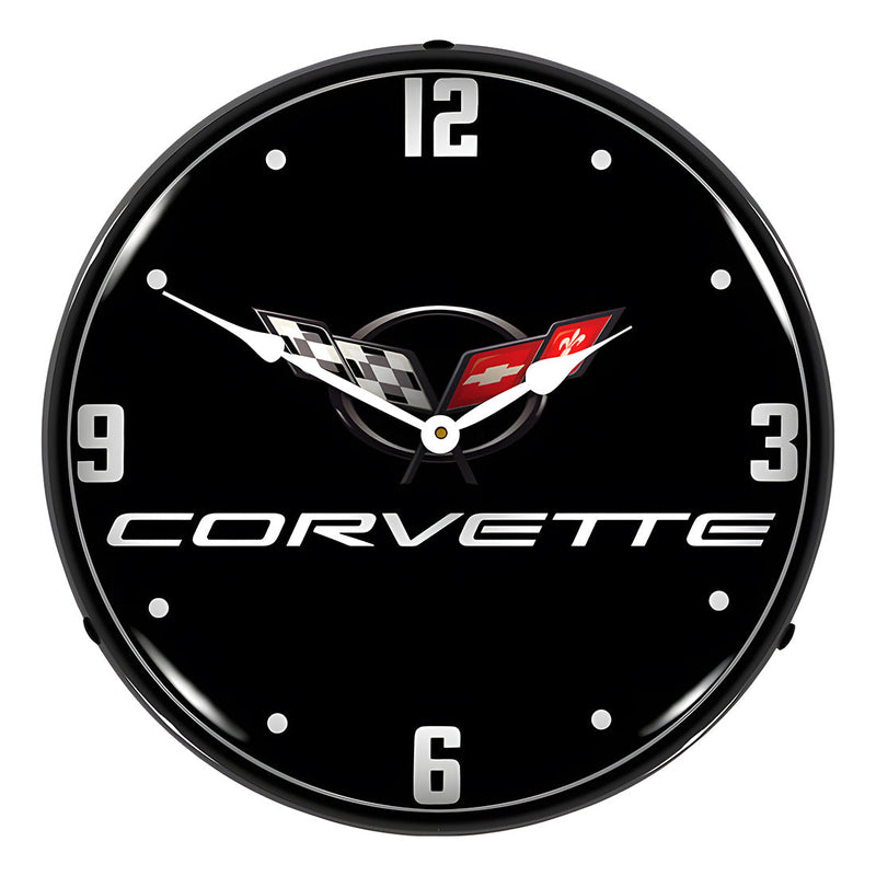 Collectable Sign and Clock C5 Corvette Black Tie Backlit Wall Clock