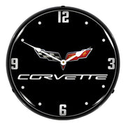 Collectable Sign and Clock C6 Corvette Black Tie Backlit Wall Clock