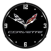 Collectable Sign and Clock C7 Corvette Black Tie Backlit Wall Clock