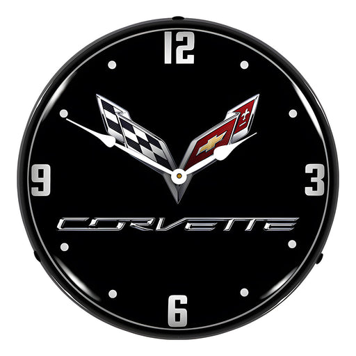 Collectable Sign and Clock C7 Corvette Black Tie Backlit Wall Clock