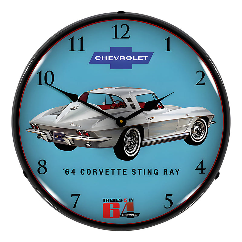Collectable Sign and Clock 1964 Corvette Sting Ray Backlit Wall Clock