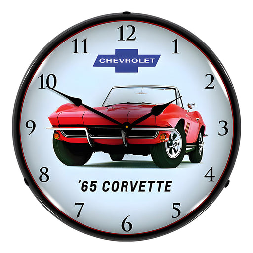 Collectable Sign and Clock 1965 Corvette Convertible Backlit Wall Clock
