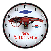 Collectable Sign and Clock 1958 Corvette Dash Backlit Wall Clock
