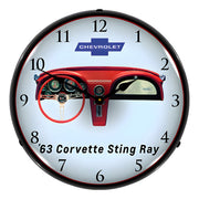 Collectable Sign and Clock 1963 Corvette Dash Backlit Wall Clock