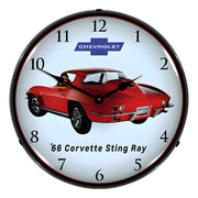 Collectable Sign and Clock 1966 Corvette Sting Ray Backlit Wall Clock