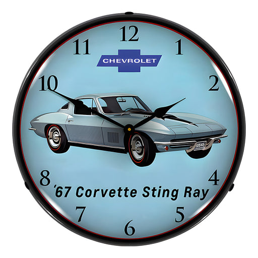Collectable Sign and Clock 1967 Corvette Backlit Wall Clock