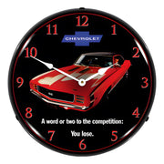 Collectable Sign and Clock 1969 RS SS Camaro Backlit Wall Clock