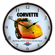Collectable Sign and Clock 1974 Corvette Backlit Wall Clock