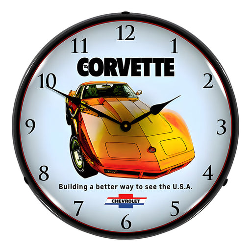 Collectable Sign and Clock 1974 Corvette Backlit Wall Clock