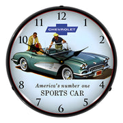 Collectable Sign and Clock 1960 Corvette Backlit Wall Clock