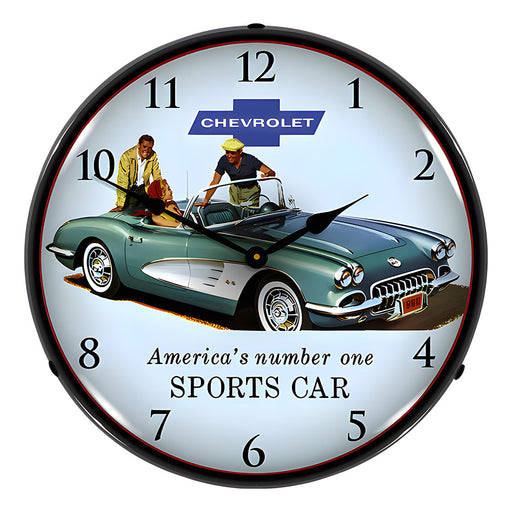 Collectable Sign and Clock 1960 Corvette Backlit Wall Clock