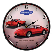 Collectable Sign and Clock 1981 Corvette Backlit Wall Clock