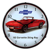 Collectable Sign and Clock 1963 Corvette Convertible Backlit Wall Clock