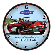 Collectable Sign and Clock 1961 Corvette Backlit Wall Clock