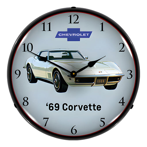 Collectable Sign and Clock 1969 Corvette Backlit Wall Clock
