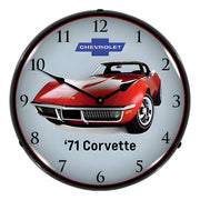 Collectable Sign and Clock 1971 Corvette Backlit Wall Clock