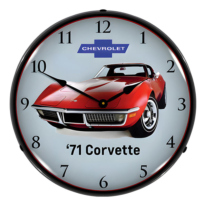 Collectable Sign and Clock 1971 Corvette Backlit Wall Clock