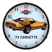 Collectable Sign and Clock 1973 Corvette Backlit Wall Clock