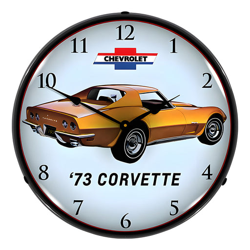 Collectable Sign and Clock 1973 Corvette Backlit Wall Clock
