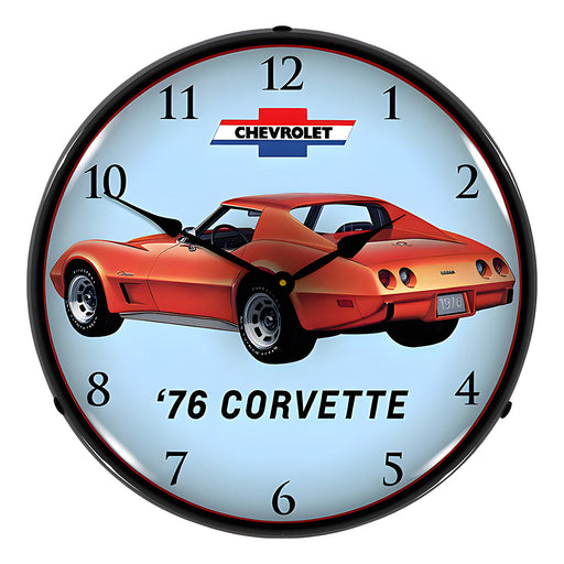 Collectable Sign and Clock 1976 Corvette Backlit Wall Clock