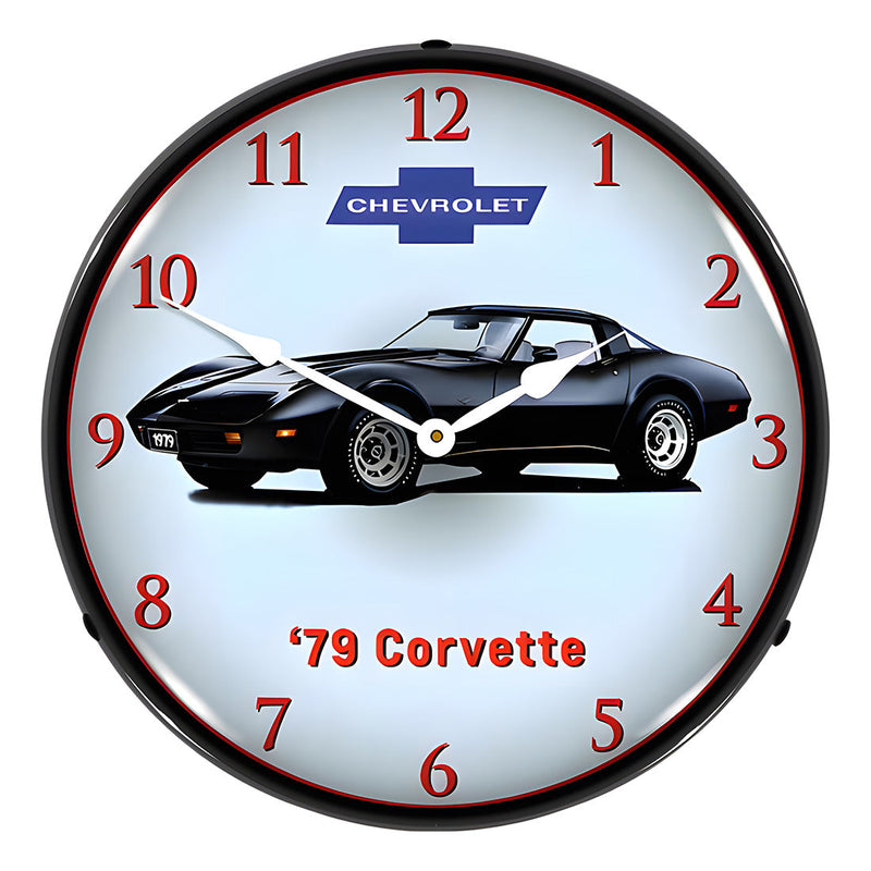 Collectable Sign and Clock 1979 Corvette Backlit Wall Clock