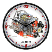 Collectable Sign and Clock LS6 454 V8 Engine Backlit Wall Clock