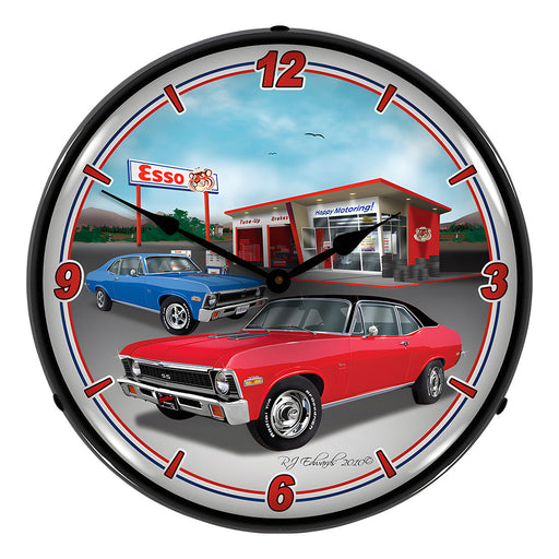 Collectable Sign and Clock 1970 Chevy Nova Backlit Wall Clock
