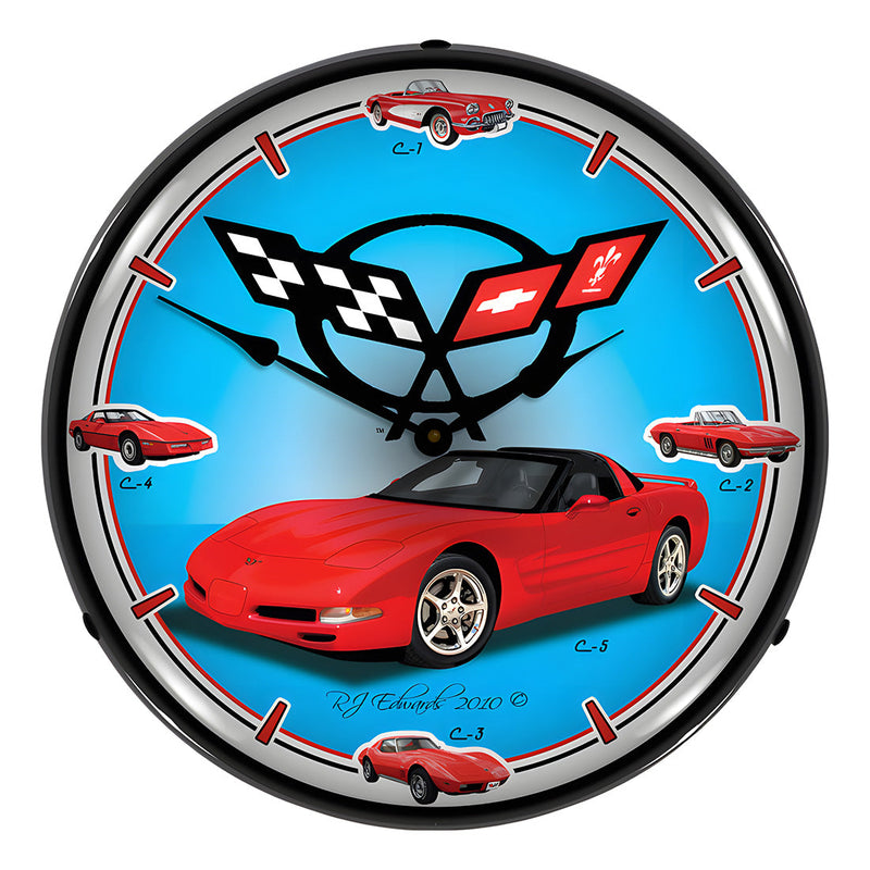 Collectable Sign and Clock Chevrolet Corvette C5 Backlit Wall Clock