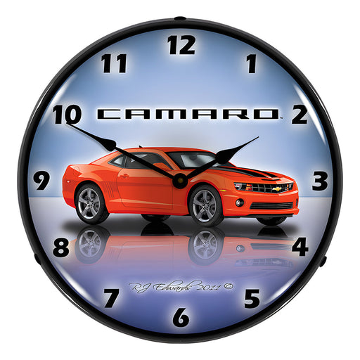 Collectable Sign and Clock Camaro SS G5 Orange Backlit Wall Clock