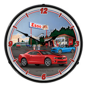 Collectable Sign and Clock Camaro Esso Station Backlit Wall Clock