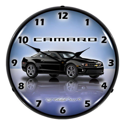 Collectable Sign and Clock Camaro G5 Black Backlit Wall Clock