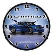 Collectable Sign and Clock Camaro G5 Imperial Blue Backlit Wall Clock