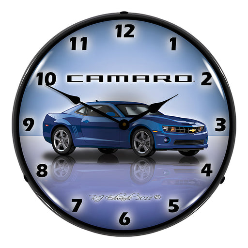 Collectable Sign and Clock Camaro G5 Imperial Blue Backlit Wall Clock